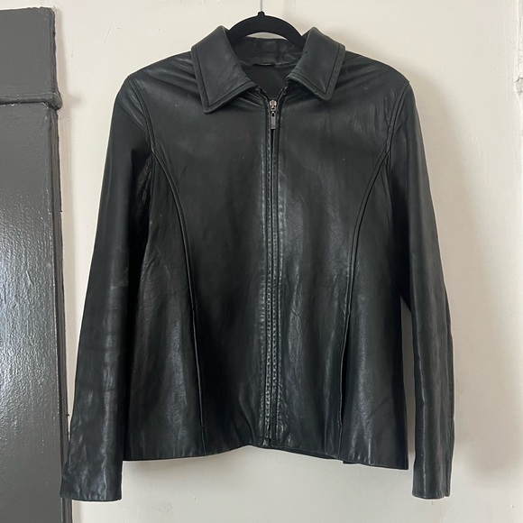 90s y2k buttery black genuine leather jacket - Picture 3 of 11